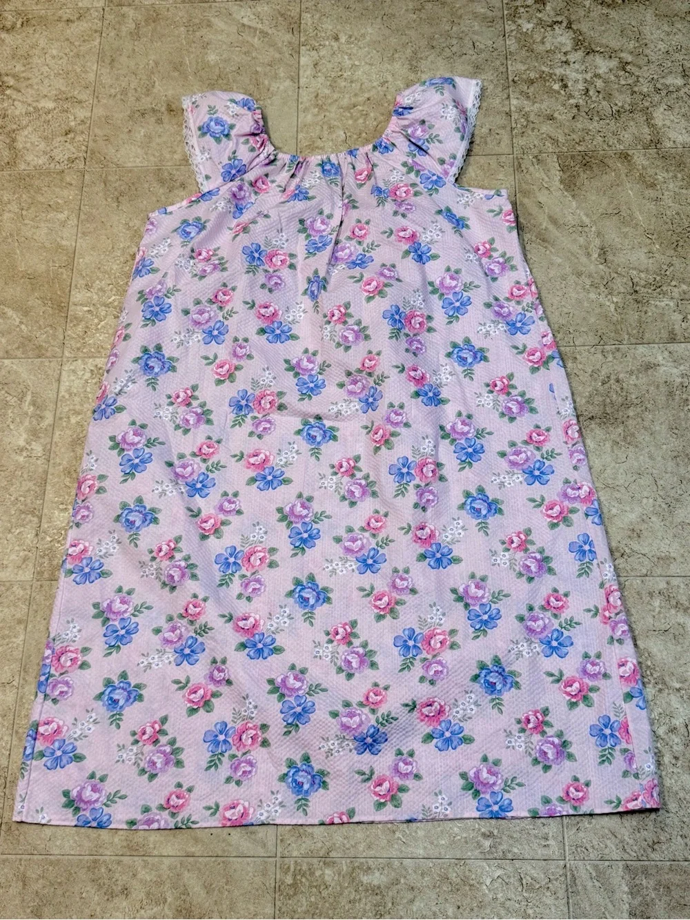 Vintage Berrette New York Women’s Pink Floral Sleeveless Nightgown Small